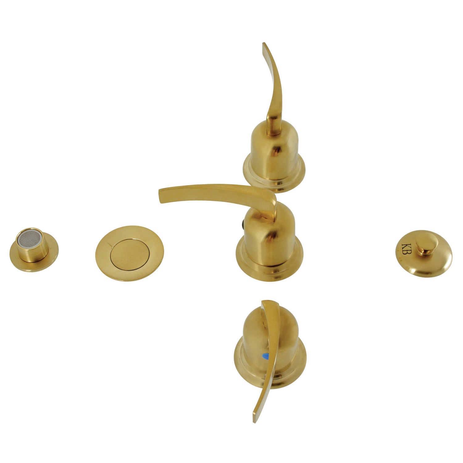 Kingston Tulare KB6327EFL - Centurion Three-Handle Deck Mount Vertical Spray Bidet Faucet with Brass Pop-Up, Brushed Brass — image 1